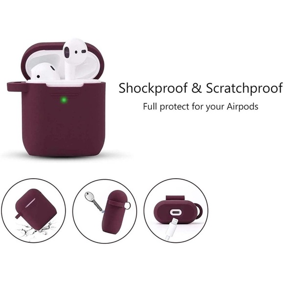 Burgundy Pompom AirPods Holder and Keychain, NWT - Picture 5 of 8